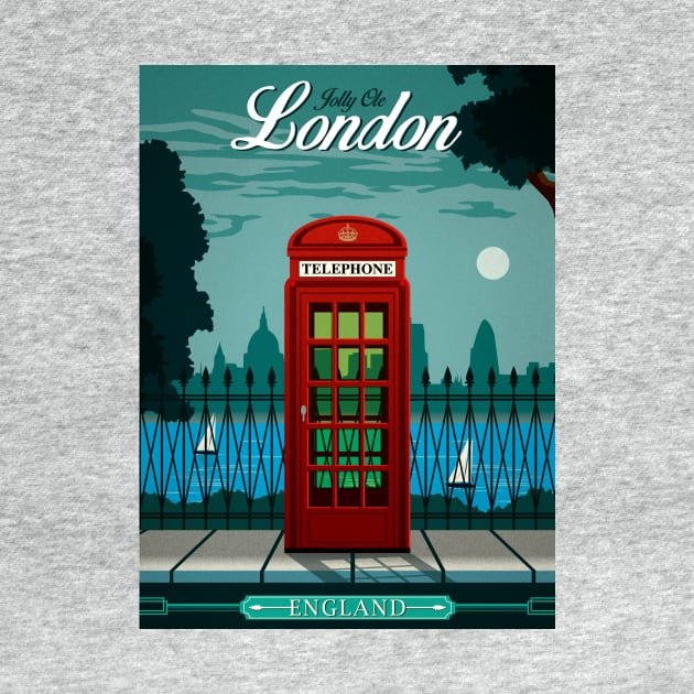 Vintage Travel Poster - London Phone Booth - Not Tardis by Starbase79